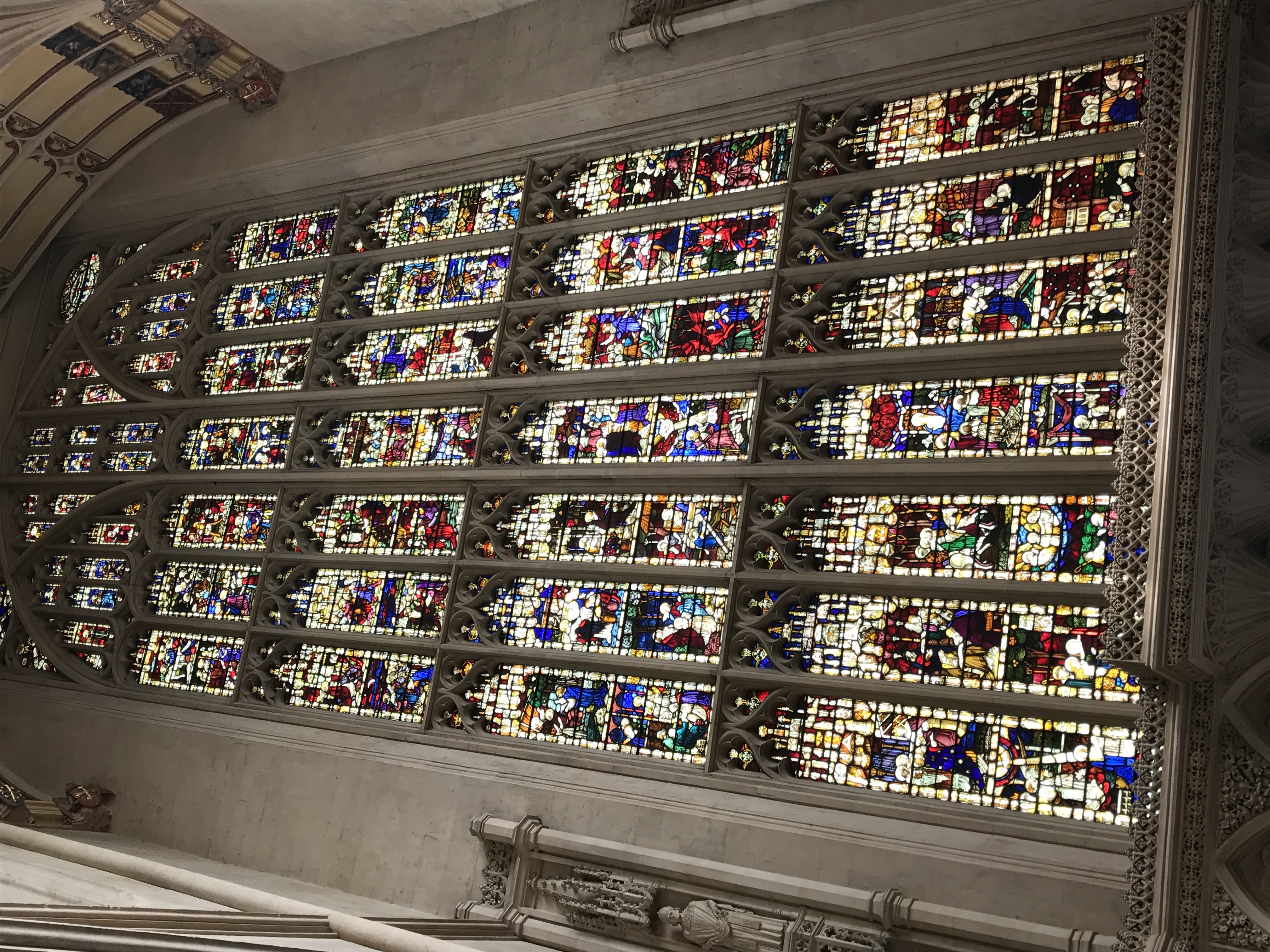 The stained glass East window at Bath Abbey