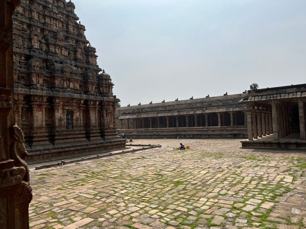 The courtyard and main shrine of the Airavateshwar Temple of ancient India