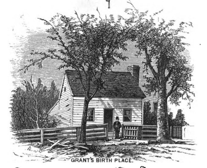 An old print of Grant's birthplace at Point Pleasant, Ohio