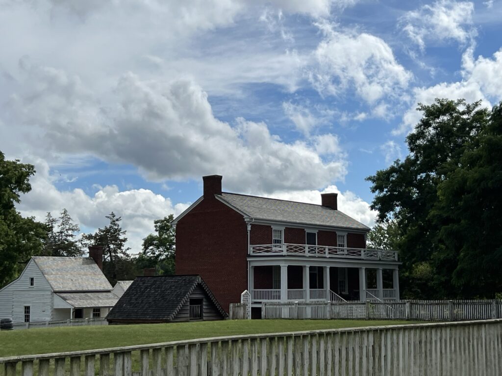 Wilmer McLean's House with the log shed that served as an icehouse.