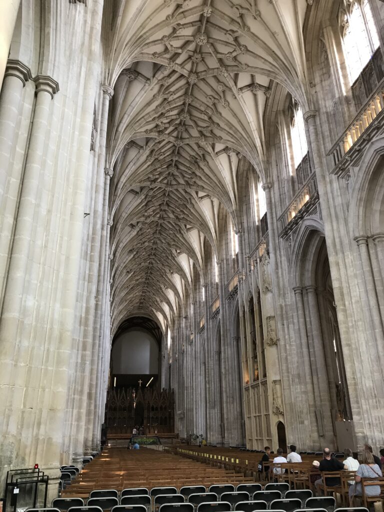 The nave at Winchester Cathedral.