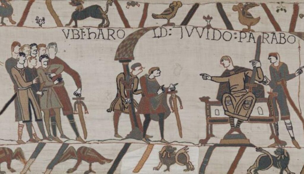 Harold captured in France by Guy de Ponthieu.