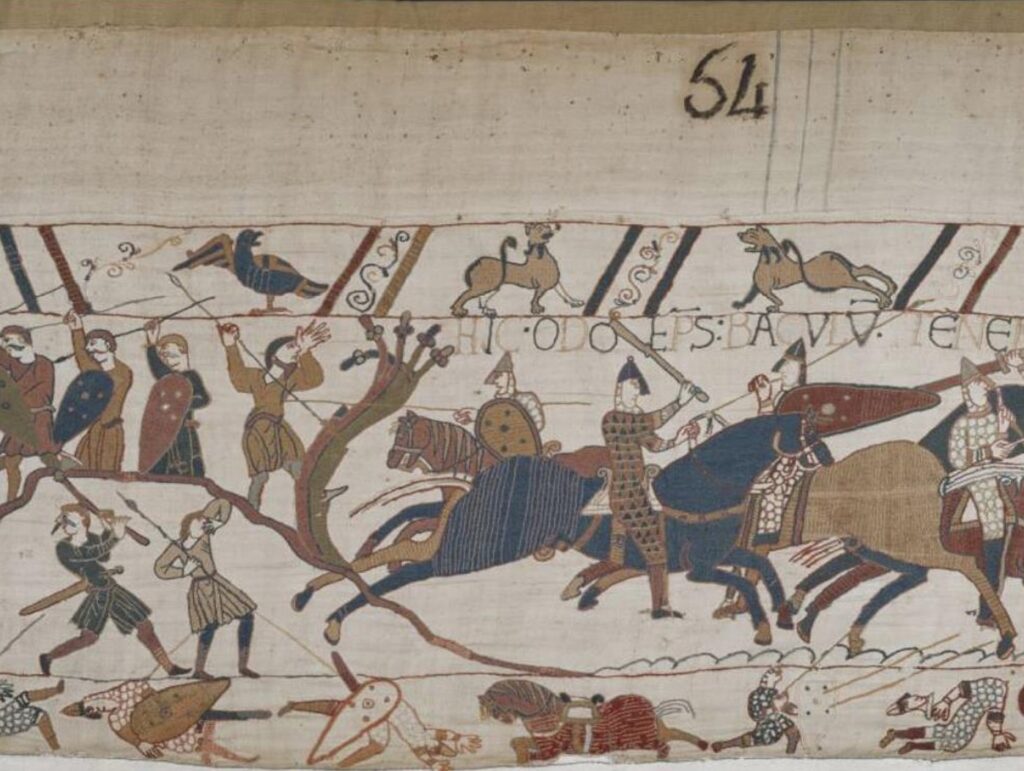 William's half-brother, Odo, Bishop of Bayeux, engaged in the Battle of Hastings.