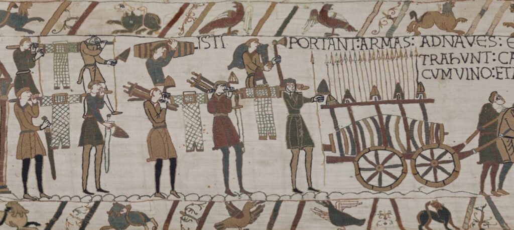 The ships are loaded with provisions and arms for the trip across the English Channel.