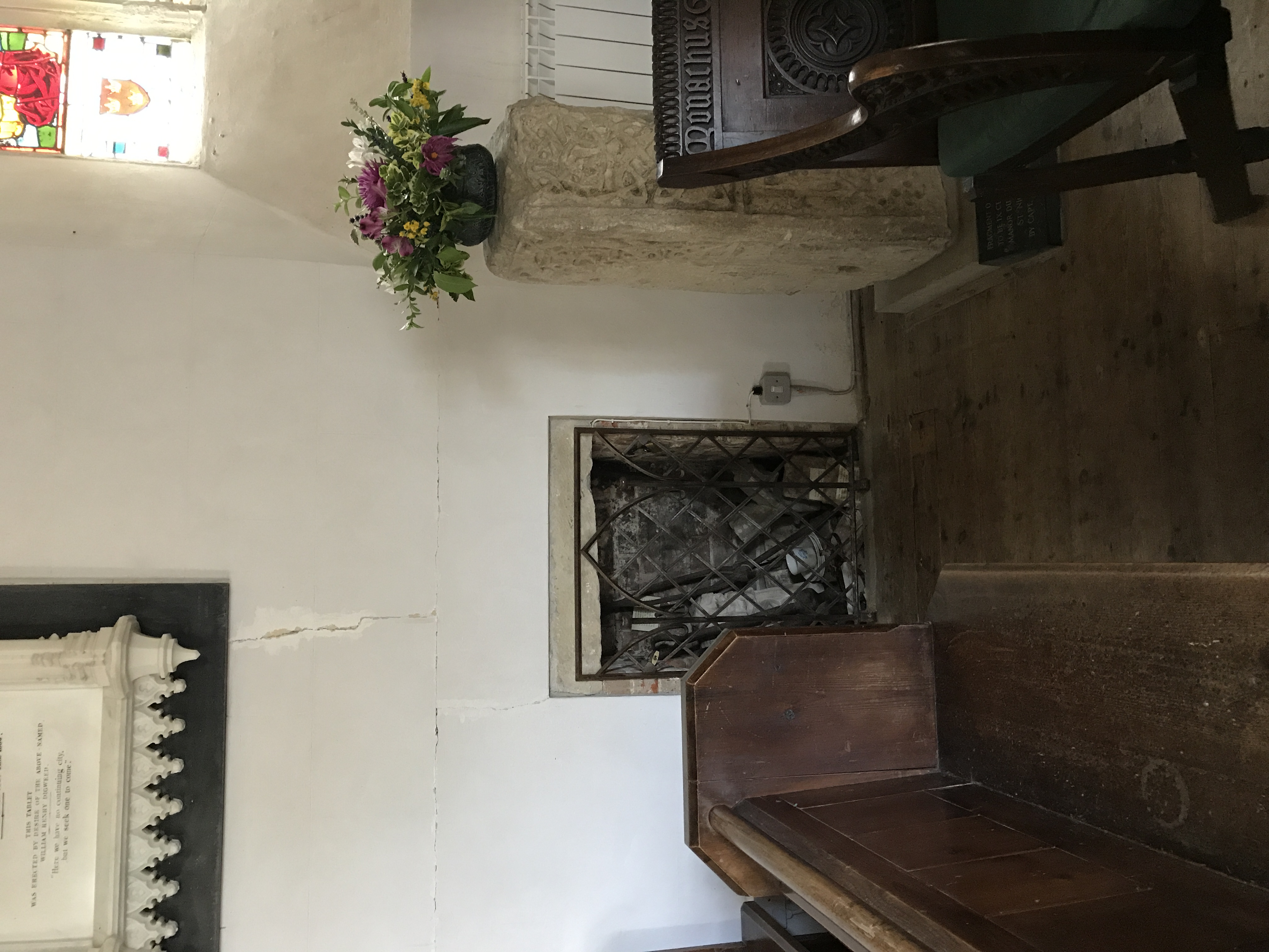 Fireplace in the church in Steventon.