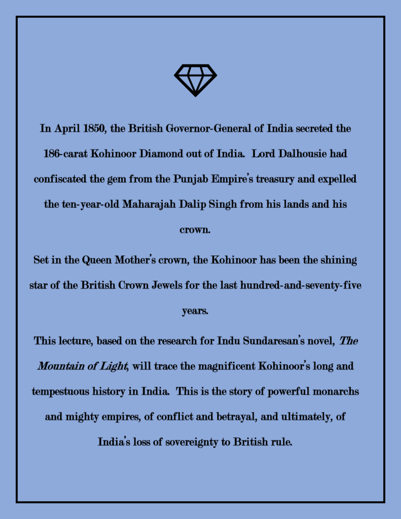 Synopsis of the lecture on the Kohinoor Diamond