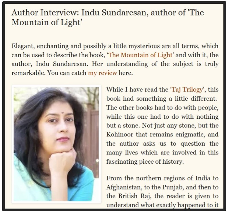 Interview on Sruti's Blogspot.